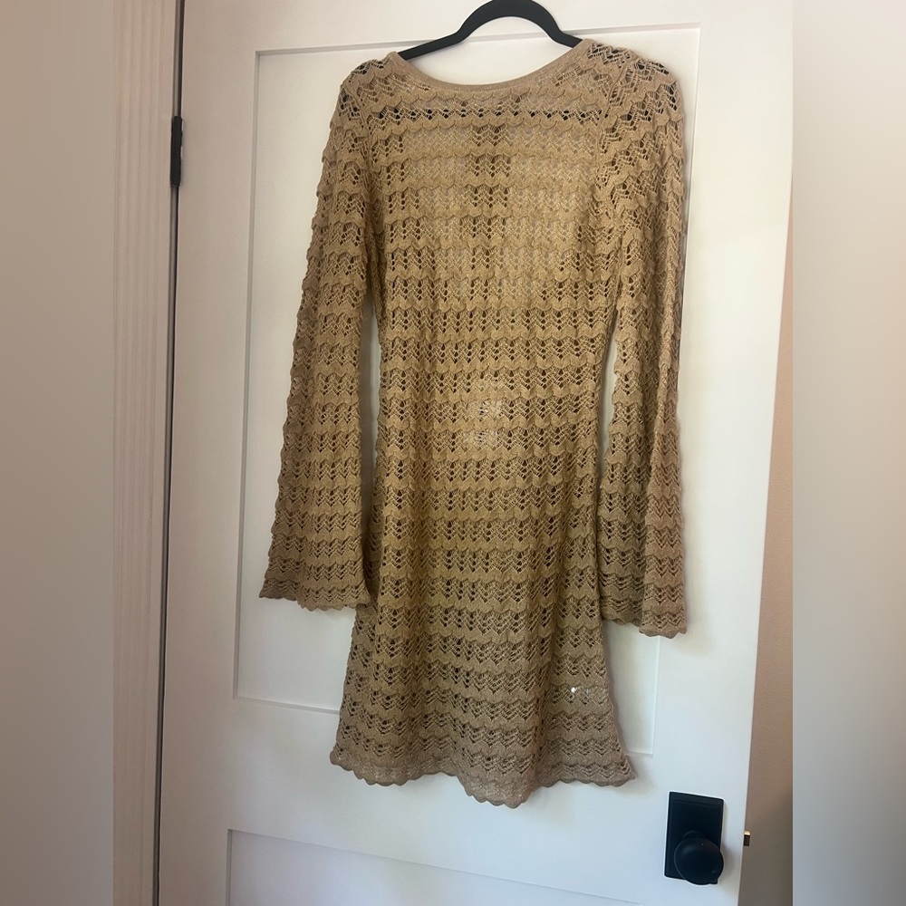 12th Tribe Tan Nuvola Crochet Dress / Swim Cover-up